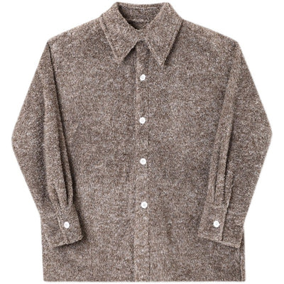 Chaqueta Camisa de Chenilla Suave con Solapa Holgada para Hombre - Image 5