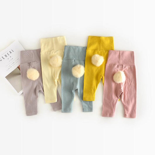 Pantalones de Algodón Liso Cintura Alta para Bebé - Image 3