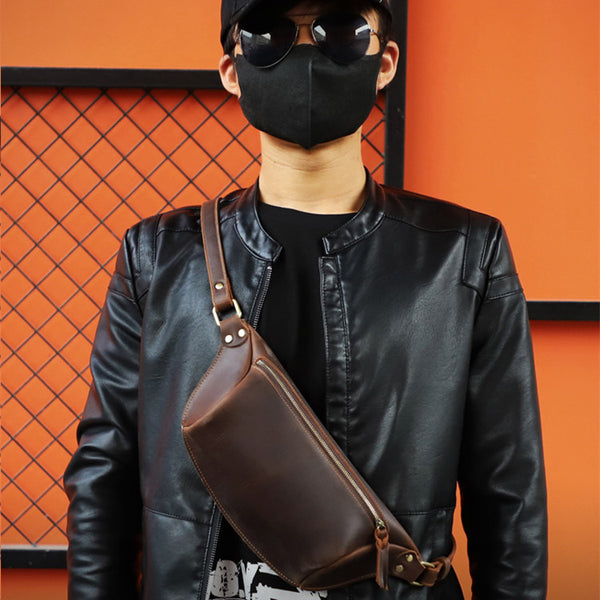 Bolso de Pecho de Cuero Genuino para Hombre - Bandolera Retro Estilo Casual