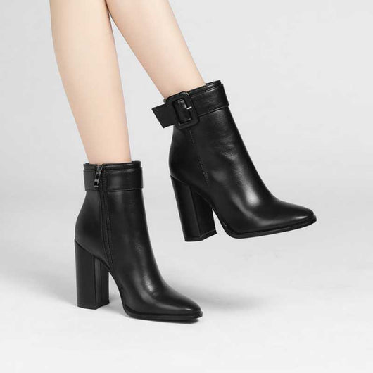 Zapatos de Cuero Suave para Mujer con Tacón Grueso Alto - Image 7