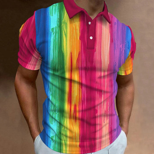 Playera Casual de Verano para Hombre con Estampado 3D Arcoíris - Image 18
