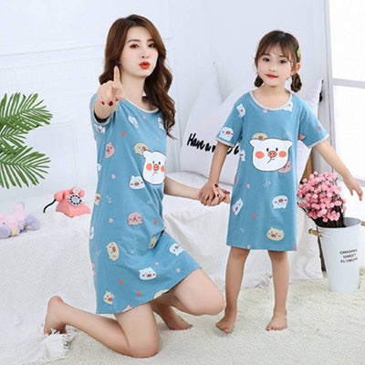 Pijama Vestido Princesa de Algodón para Niña y Mamá - Manga Corta Fresco - Image 11