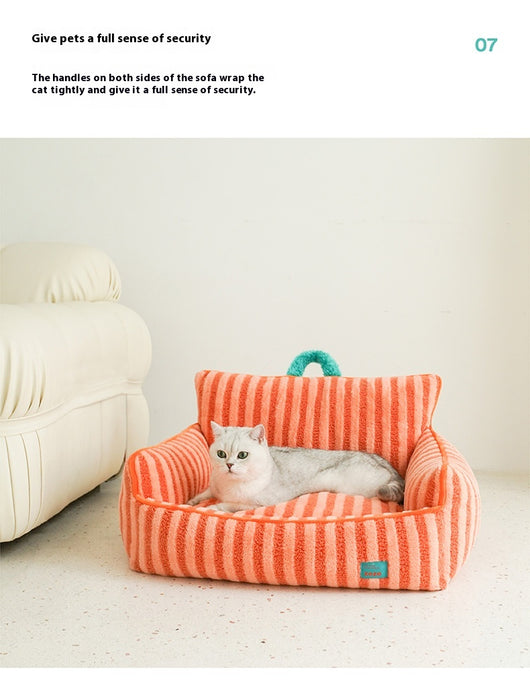 Cama Térmica para Mascotas de Rayas - Cómoda en Todas las Estaciones con Funda Lavable - Image 20
