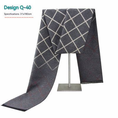 Bufanda de Invierno Rayada en Cashmira Artificial para Hombre - Image 40