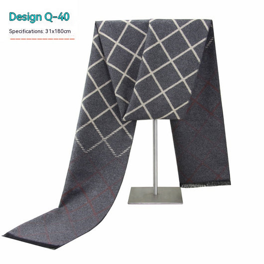 Bufanda de Invierno Rayada en Cashmira Artificial para Hombre - Image 40