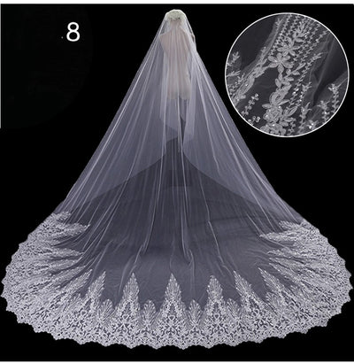 Vestido de Novia Lujo con Cola Larga y Velo de Hada Mágica - Image 44