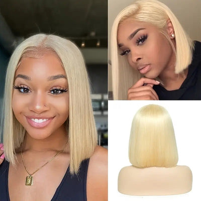 Peluca Frontal de Encaje Cabello Liso Medio Corto para Mujeres - Image 6