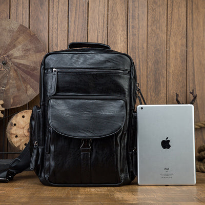 Mochila de Cuero Genuino para Hombre - Gran Capacidad, Diseño Moderno - Image 4