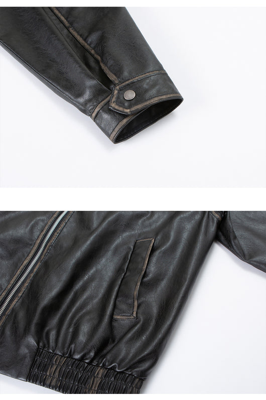 Chaqueta de Cuero PU con Solapa para Motociclista - Image 14