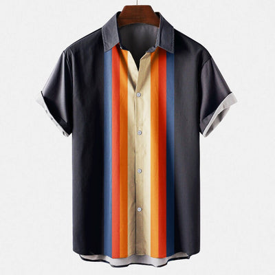 Camisa Suelta Estampada de Manga Corta para Hombre - Image 11