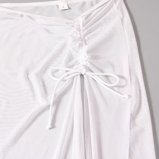 Bikini Separado con Falda Gasa de Color Sólido - Image 11