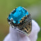 Anel Masculino de Luxo Jade, Safira Azul Vibrante e Vintage Exclusivo US6