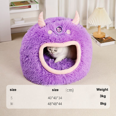 Cama Cueva Monstruo Cartoon para Perros y Gatos - Cálida y Acogedora Todo el Año - Image 5