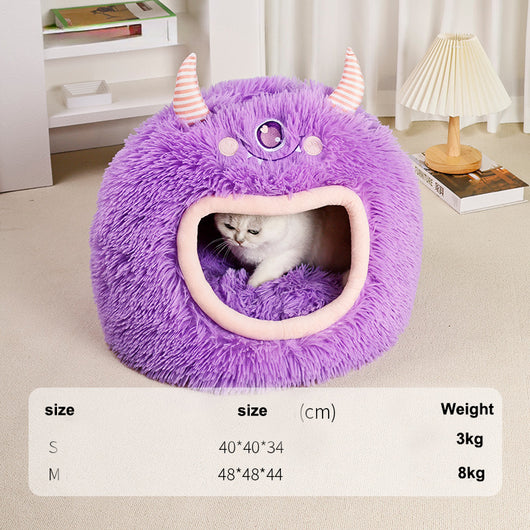 Cama Cueva Monstruo Cartoon para Perros y Gatos - Cálida y Acogedora Todo el Año - Image 5