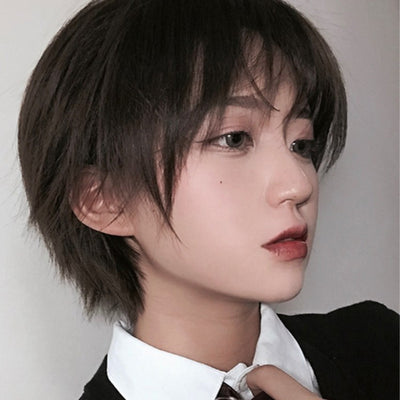 Pelucas con Flequillo para Hombre y Mujer - Cabello Corto y Natural