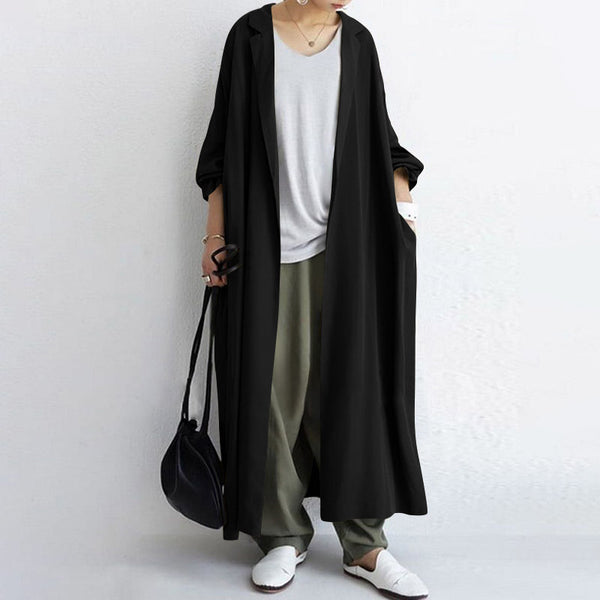 Abrigo Largo Estilo Chino de Color Liso - Elegancia Minimalista
