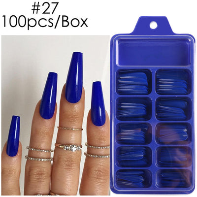 Uñas Postizas de Pasta Completa con Durabilidad Extendida - Acabado Ballet Azul - Image 70