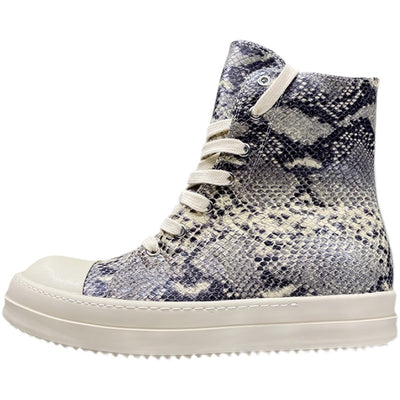 Sneakers Altos de Cuero con Patrón Pitón y Plataforma - Estilo Casual Niche - Image 5