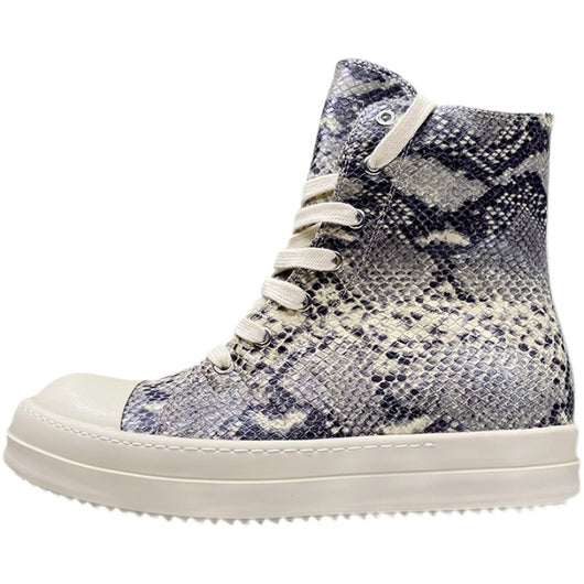 Sneakers Altos de Cuero con Patrón Pitón y Plataforma - Estilo Casual Niche - Image 5