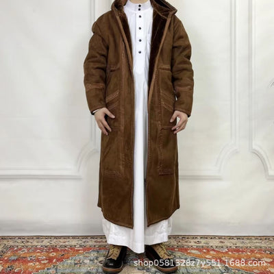 Bata de Ante Sintético para Hombre con Capucha y Bolsillos - Abrigo Invierno - Image 7