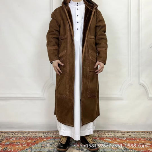 Bata de Ante Sintético para Hombre con Capucha y Bolsillos - Abrigo Invierno - Image 7