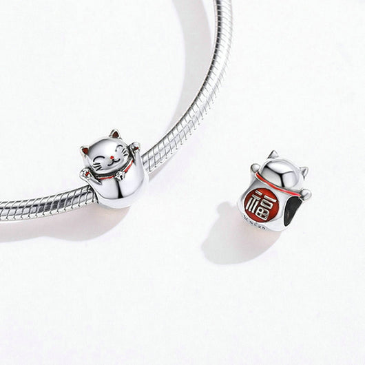 Pulsera de Cuentas Gato de la Suerte en Plata Esterlina - Image 8