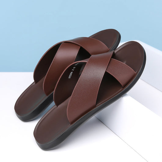 Pantuflas Casuales de Cuero para Hombre - Comodidad de Verano