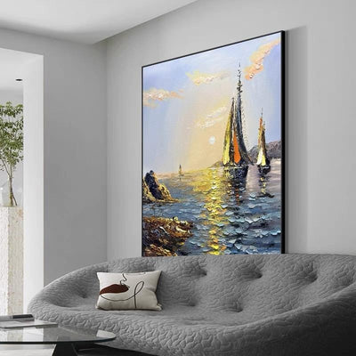 Cuadro Óleo Marino Pintado a Mano - Arte Moderno para Sala de Estar - Image 3