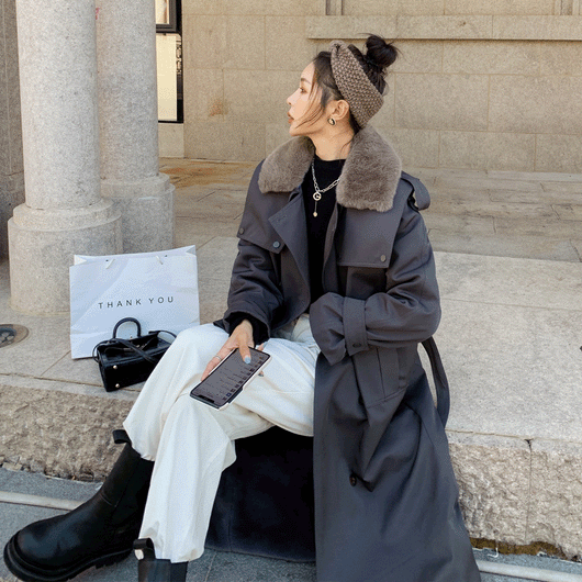 Abrigo Largo Oversized de Invierno con Costuras Decorativas para Mujer - Image 7