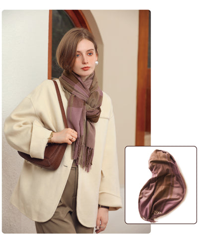 Bufanda de Cashmere Artificial Gruesa y Cálida con Flecos - Image 23