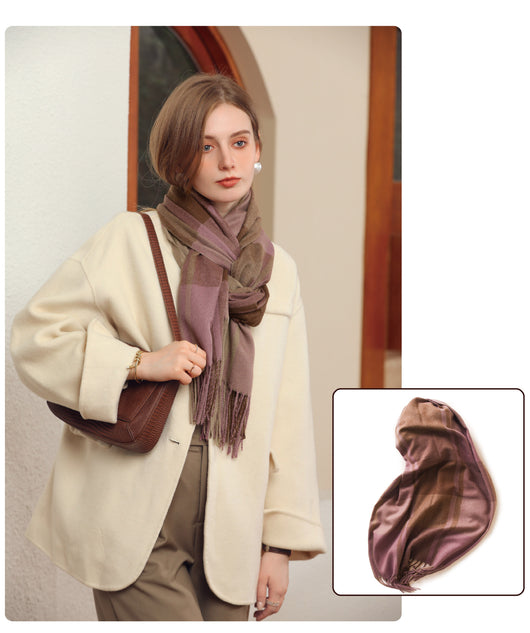 Bufanda de Cashmere Artificial Gruesa y Cálida con Flecos - Image 23