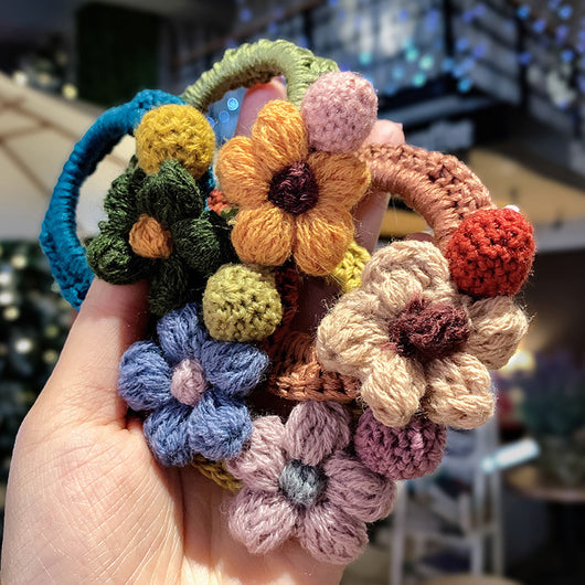 Elástico para cabello con flores de lana - Image 11
