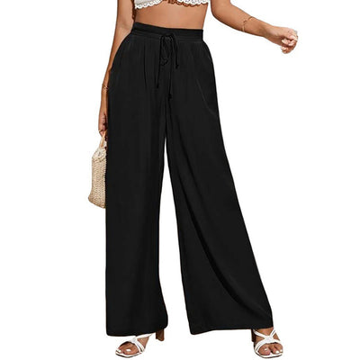 Pantalones Anchos de Talle Alto con Cintura Elástica Ajustable - Image 3