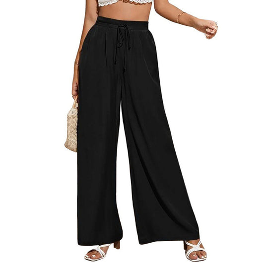 Pantalones Anchos de Talle Alto con Cintura Elástica Ajustable - Image 3