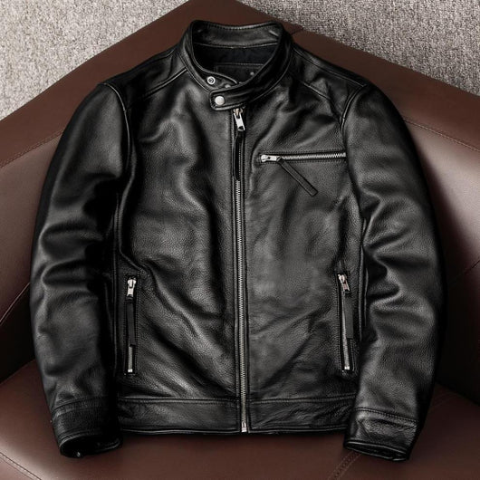 Chaqueta de Cuero para Hombre con Cuello Alzado - Estilo Juvenil - Image 9