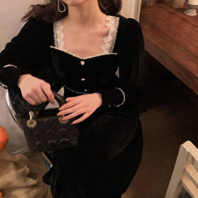 Falda Larga Acolchada de Terciopelo Francés para Otoño e Invierno - Image 4