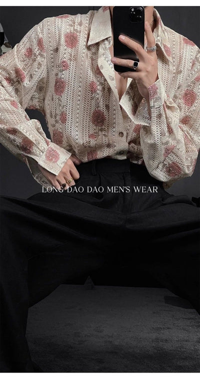 Camisa Manga Larga Floral Calada para Hombre - Image 10