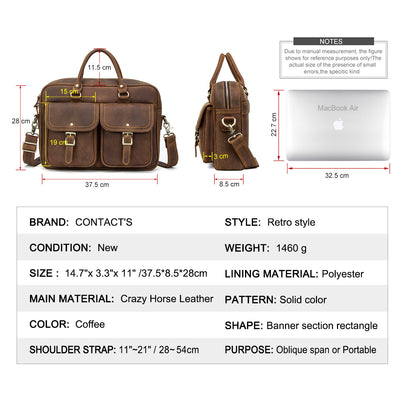 Bolsa de Viaje Grande en Cuero Crazy Horse Estilo Retro - Image 17