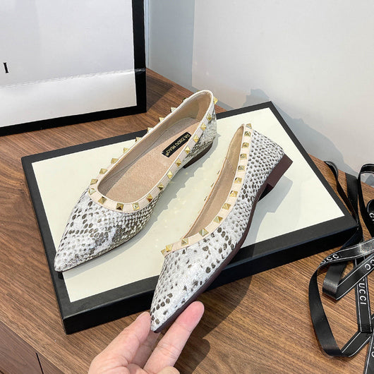 Zapatos Planos Punta Fina con Patrón Piel de Serpiente para Mujer - Image 11