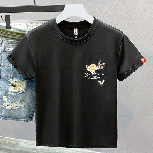Camiseta Cuello Redondo Hombre con Bordado de Mariposas - Image 4