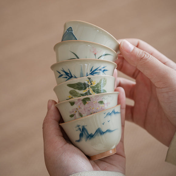 Juego de Té Kung Fu Pintado a Mano con Tazas de Hielo