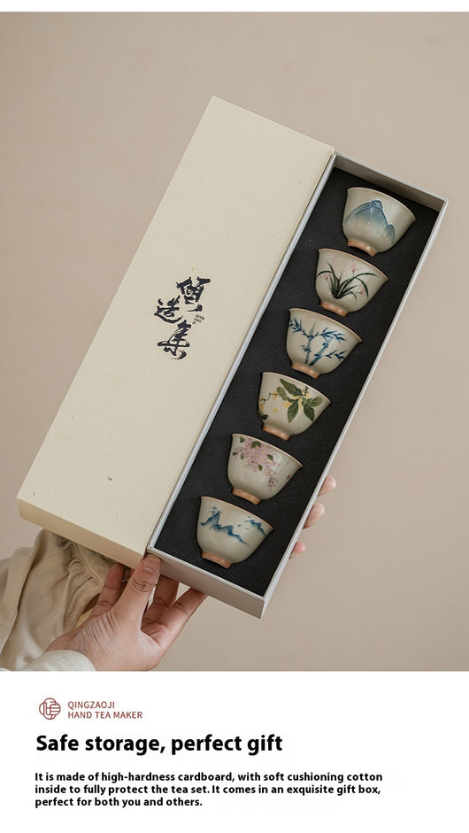 Juego de Té Kung Fu Pintado a Mano con Tazas de Hielo - Image 12
