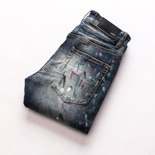 Pantalones Vaqueros Rotos con Parches para Hombre - Slim Fit Biker con Diseño Personalizado - Image 15