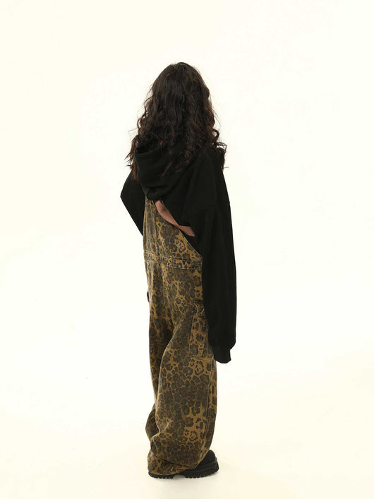 Pantalón Cargo Leopardo con Tirantes Ancho Pierna Suelta - Image 4