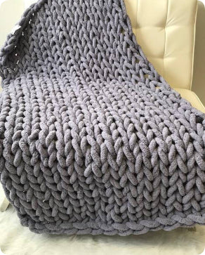 Manta de Lana Gruesa Tejida a Mano con Chenilla Artesanal - Image 19