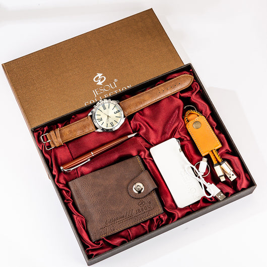 Set de Regalo Premium para Hombre: Cartera, Power Bank, Llavero y Reloj de Cuarzo - Image 3