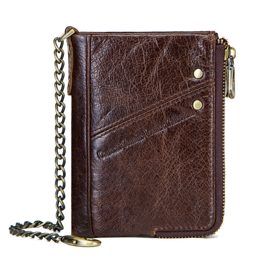 Monedero de Cuero Premium con Doble Cierre para Hombre