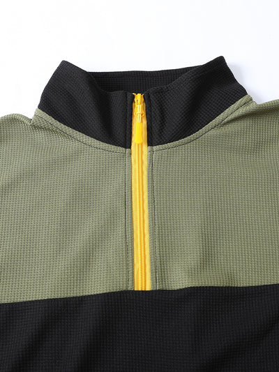 Suéter Deportivo Hombre Media Cremallera Bloques de Color Cuello Alto Manga Larga - Image 19