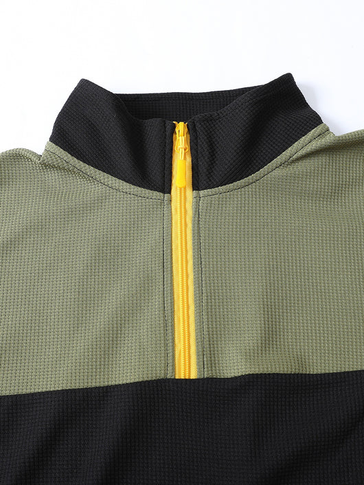 Suéter Deportivo Hombre Media Cremallera Bloques de Color Cuello Alto Manga Larga - Image 19