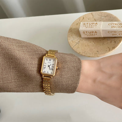 Reloj de Pulsera Mujer Acero Retro Esfera Pequeña Cuarzo Minimalista